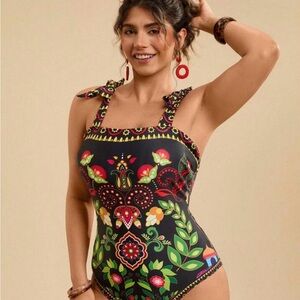 Colorful Floral One-Piece Swimsuit